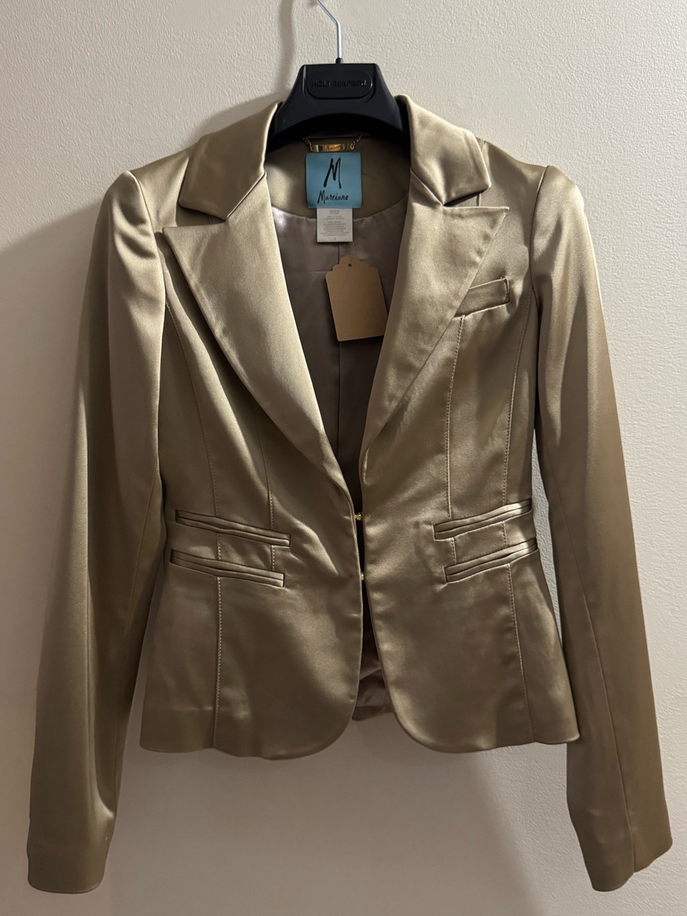 Custom 2-Piece Gold Satin Tailored Blazer & Pant Set
